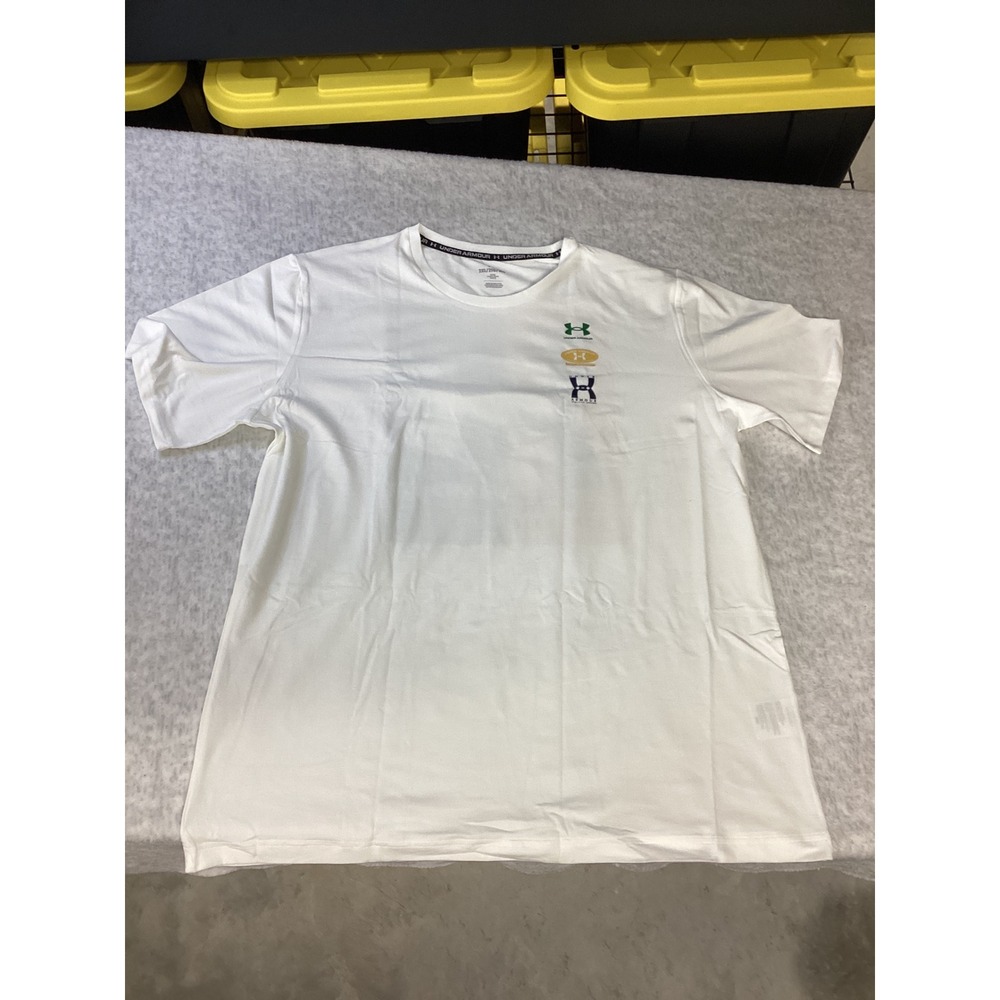 Under Armour Mens White Evolution Logo Graphic T-Shirt 2XL 1390165 New